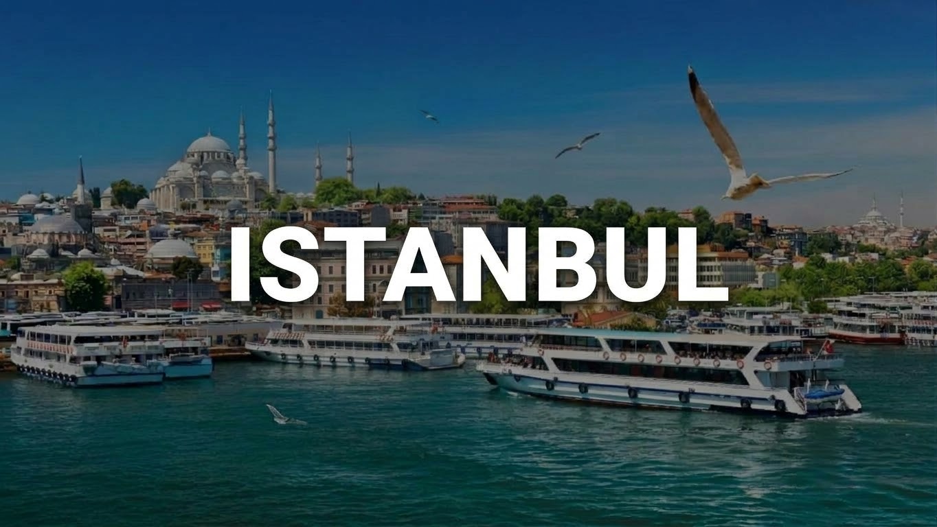 Istanbul Bosphorus view with boats and historic mosques